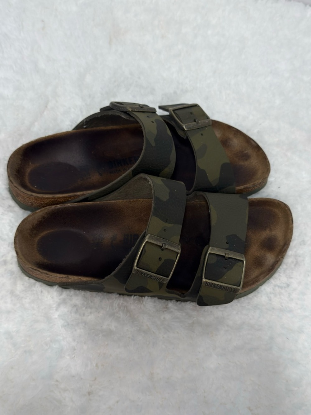 Birkenstock Camo Double Buckle Sandals in Olive and Brown - Picture 3 of 7